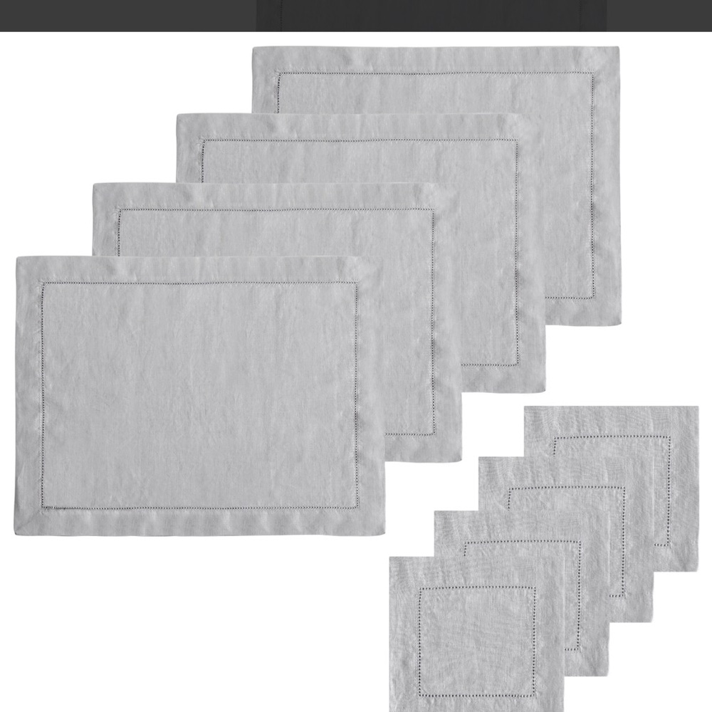 ATLINIA White Linen Placemats and Coasters